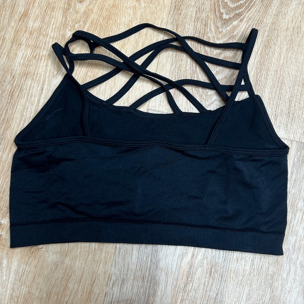 ZENANA black, strappy bralette. Small. Soft, stretchy, comfortable! - Picture 2 of 3